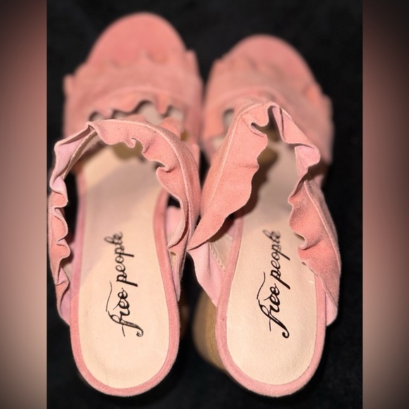 Free People Pink Plush Mules with Rhinestone Accents - Picture 12 of 12